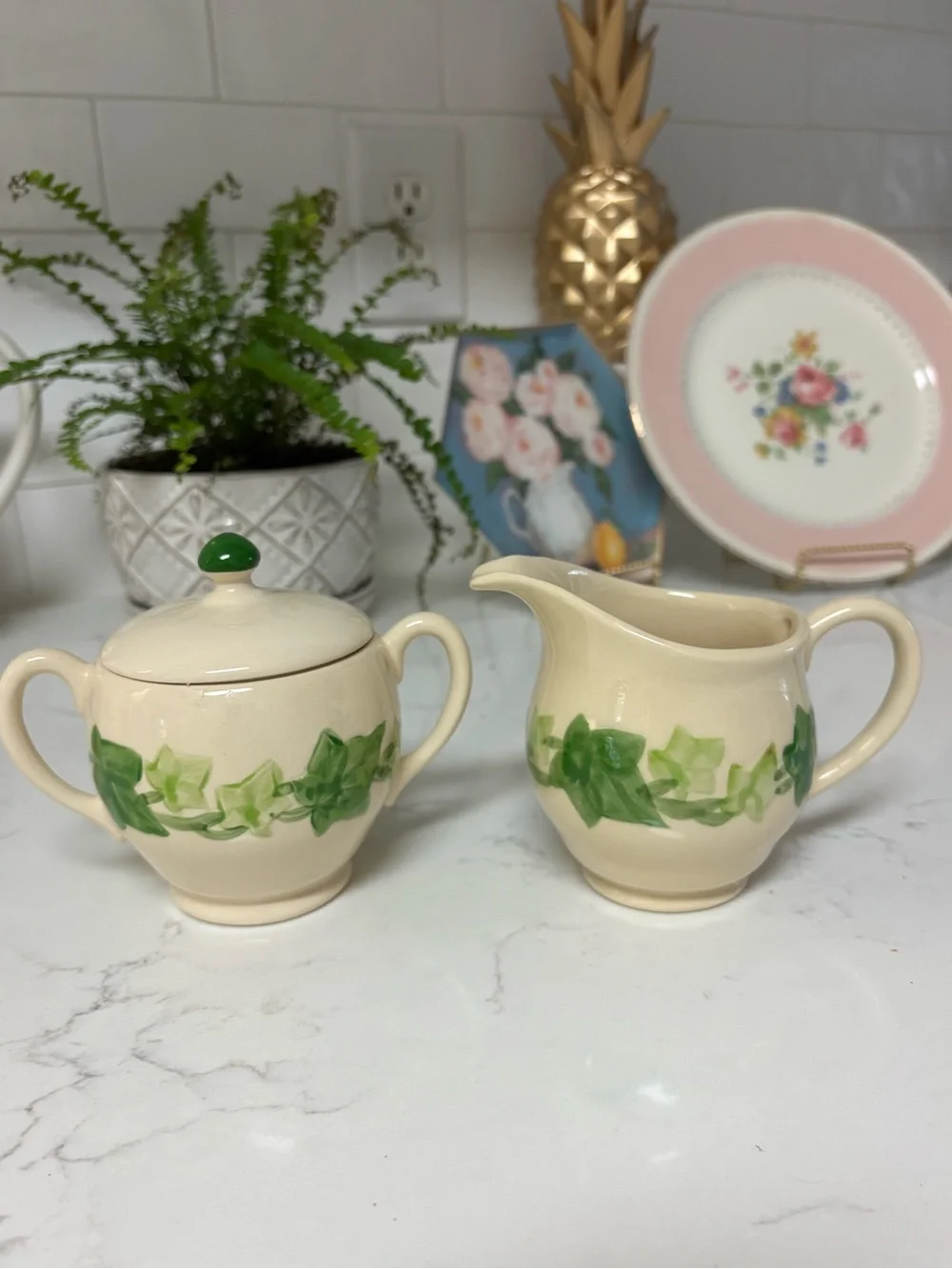 Vintage Franciscan Ivy Creamer and Sugar Set